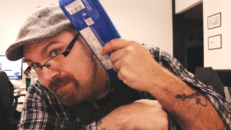 That’s a pretty big chocolate bar right there. Also, a pretty big head.
